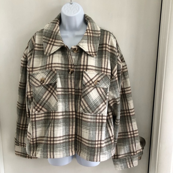 Everyday Chic Shacket Jacket Shirt Button Large - Picture 1 of 8